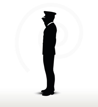 recommend clip art: army general silhouette with hand gesture saluting