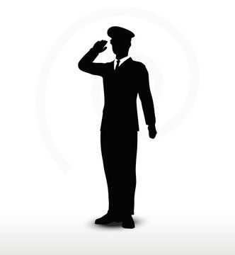 recommend clip art: army general silhouette with hand gesture saluting