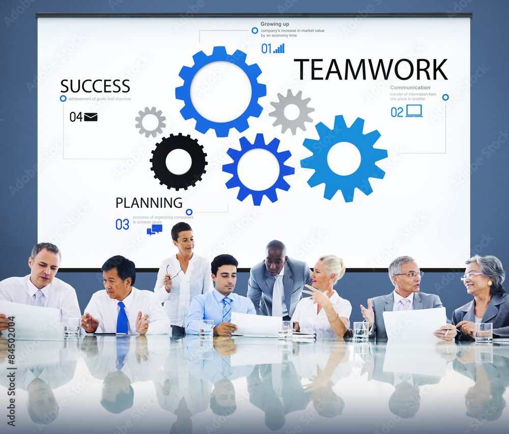 Poster teamwork team collaboration connection togetherness unity concep