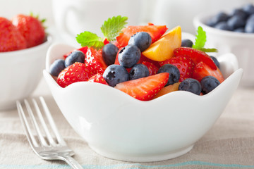 fruit salad with strawberry blueberry apricot