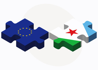 European Union and Djibouti Flags in puzzle