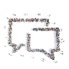 People in the shape of a chat bubble.