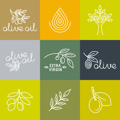Vector olive oil icons and logo design elements