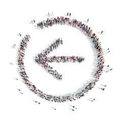 People in the form of arrows.