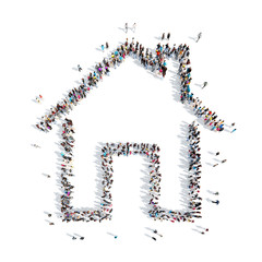 people in the shape of a house.