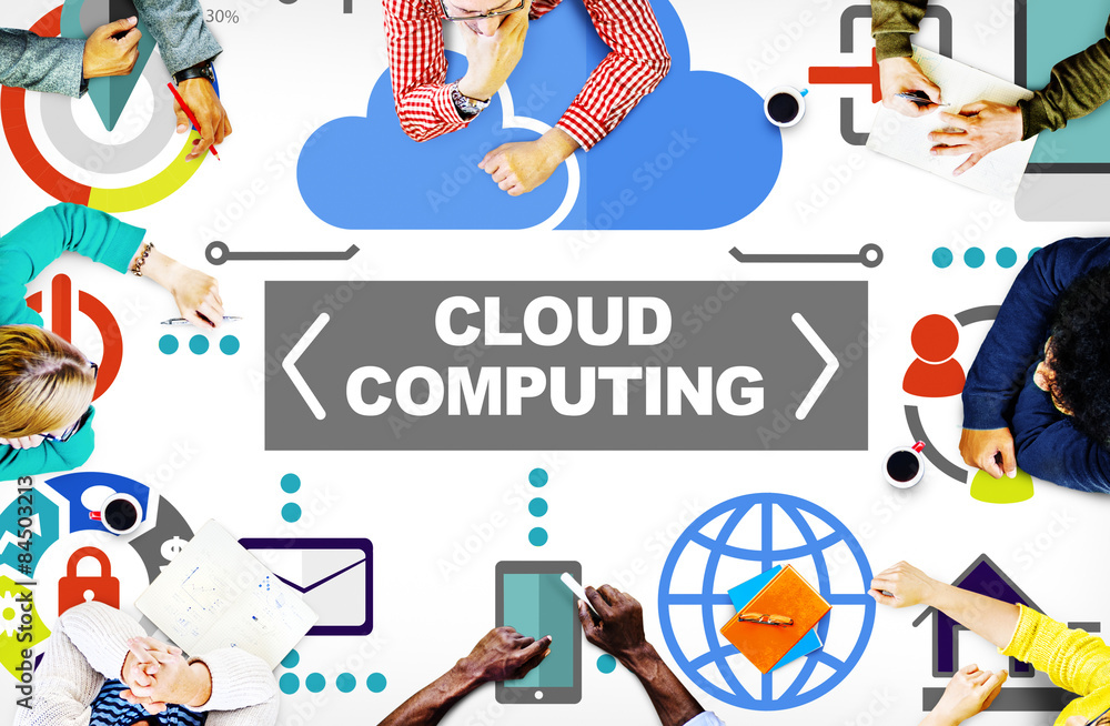 Poster cloud computing network online internet storage concept