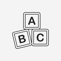 baby toy bricks line icon
