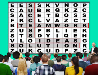 Success Crossword Puzzle Words Achievement Game Concept