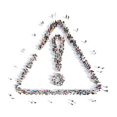 people in the shape of an exclamation mark.