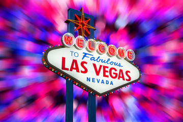 Welcome to fabulous Las Vegas neon sign at night © littlestocker