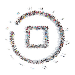 people in the shape of a button play.