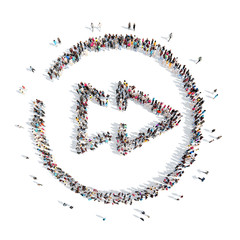 people in the shape of a button play.