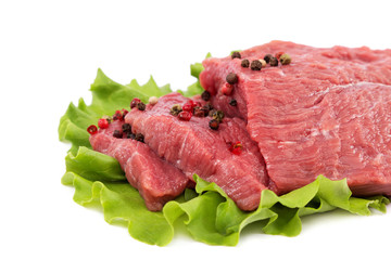 Fresh raw meat isolated on a white background.