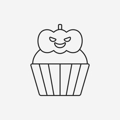 halloween cupcake line icon