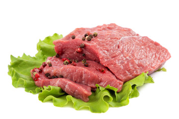 Fresh raw meat isolated on a white background.