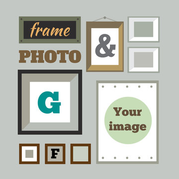 Vector set of different colorful photo frames in flat style