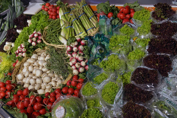 vegetables on display in supermarket