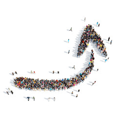 People in the form of arrows.