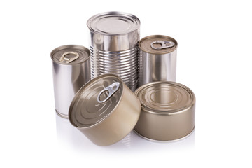 Aluminum can on a white background