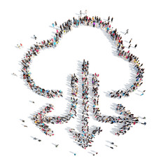 people in the shape of clouds.