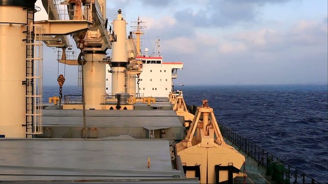 Cargo ship underway