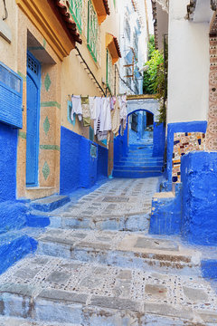 Picturesque blue medina of Chefchaouen, Morocco.