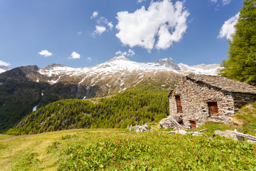 vecchia baita rurale in alta Valmalenco