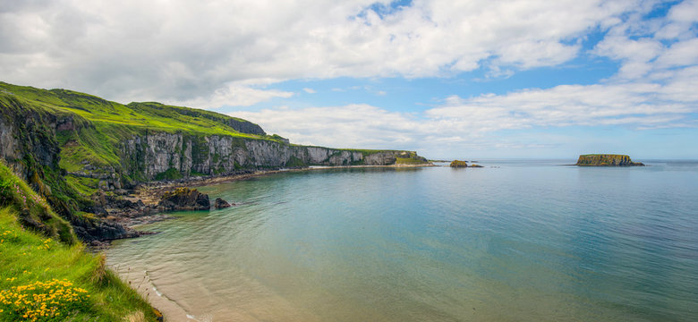 Coastline and cliff at carrick a rede  in Northern Ireland