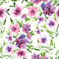 Seamless floral pattern. Watercolor floral background.