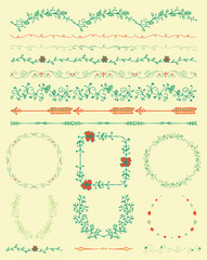 Hand Sketched Colorful Seamless Borders, Frames, Dividers