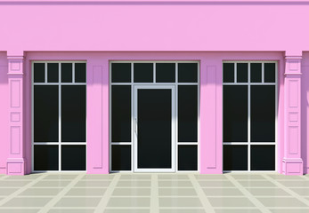 Pink store. Classic shopfront in the sun