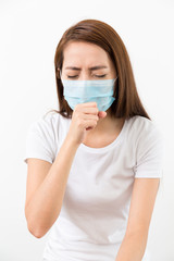 Woman cough with face mask