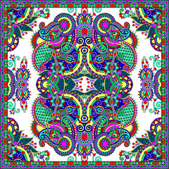 Traditional ornamental floral paisley bandanna. Square ornament