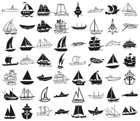 ships icons on white