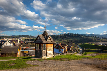 wooden church, Karpaty, Ukraine, village, crosses, dome, old, faith, hope, old building