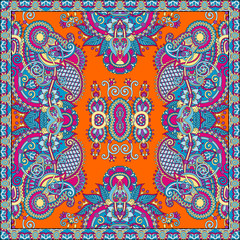 silk neck scarf or kerchief square pattern design in ukrainian s