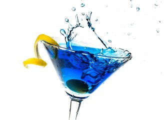 Cocktail, Martini Glass, Blue.