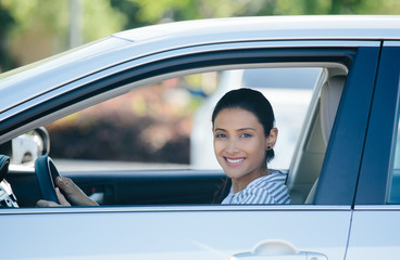 Driving happy in new car