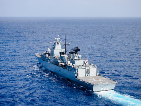 Military ship,aerial view