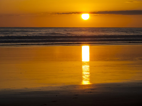 sunset along the North Pacific coast of Costa Rica over the vo