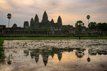 Sunrise at Angkor Wat in Cambodia.