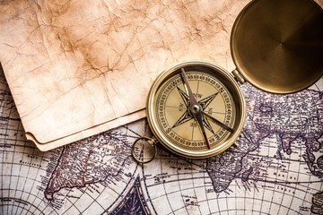Map, Old, Compass.