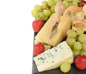 Cheese, grapes and fruit
