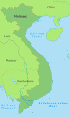 Vietnam in grün (beschriftet) - Vektor