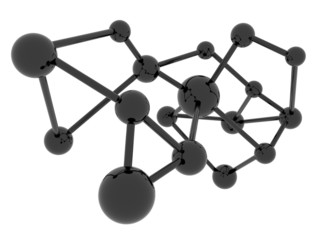 black molecule isolated science background clipping path inside