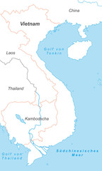 Vietnam in weiß (beschriftet) - Vektor
