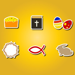 set of color icons with easter symbols for your design