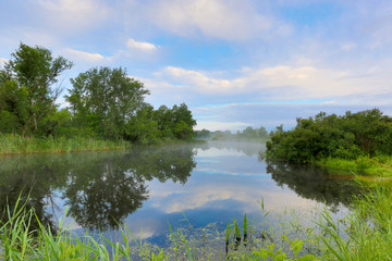 early morning scene on river