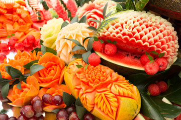 fruit carved shape beautiful flowers