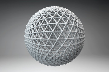 Sphere made of smaller spheres connected by strands. 3D render